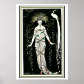 "Girl with Peacock" Art Deco Poster 13 x 19 (Vorne)