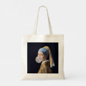 Girl with pearl earring blowing a bubble gum tragetasche (Rückseite)