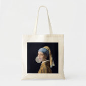 Girl with pearl earring blowing a bubble gum tragetasche (Vorne)