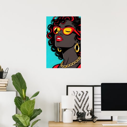 Girl with Red Lips Pop Art Poster (Heimbüro)