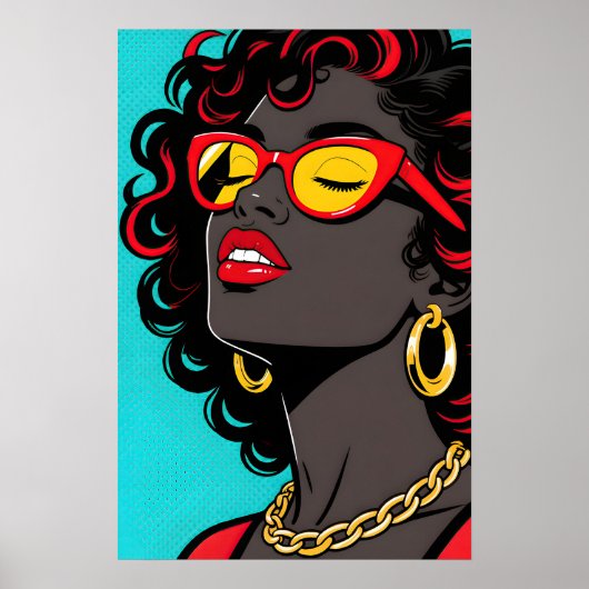 Girl with Red Lips Pop Art Poster (Vorne)