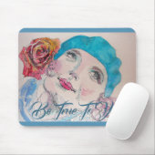 Girl With Red Rose Beret Be True Mouse Mat Pad Mousepad (Mit Mouse)