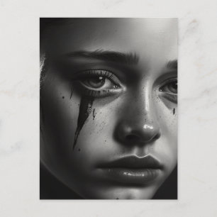 Girl with tears einladungspostkarte