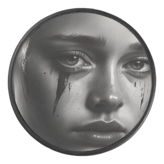 Girl with tears eishockey puck (Vorderseite)