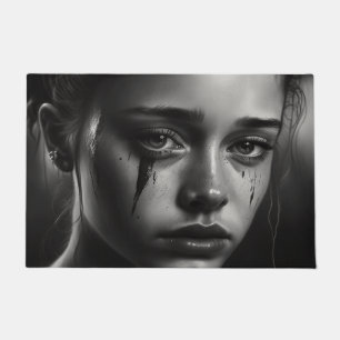Girl with tears fußmatte
