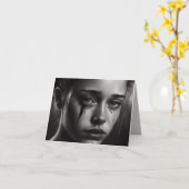 Girl with tears karte (Gelbe Blume)