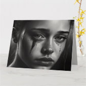 Girl with tears karte (Gelbe Blume)