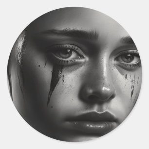 Girl with tears runder aufkleber