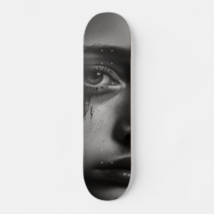Girl with tears skateboard