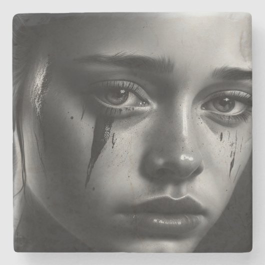 Girl with tears steinuntersetzer (Vorderseite)