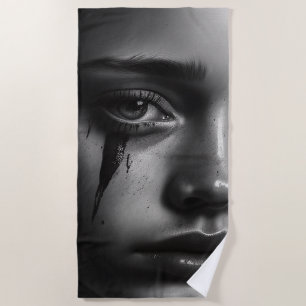 Girl with tears strandtuch