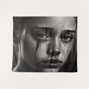 Girl with tears wandteppich