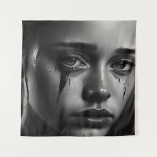 Girl with tears wandteppich