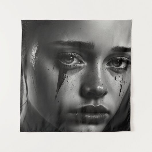 Girl with tears wandteppich (Vorderseite)