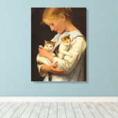 Girl with Two Cats, 1888 by Albert Anker Leinwanddruck (Insitu (Holzboden))