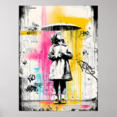 Girl with Umbrella - Urban Graffiti Street Art Poster (Vorne)