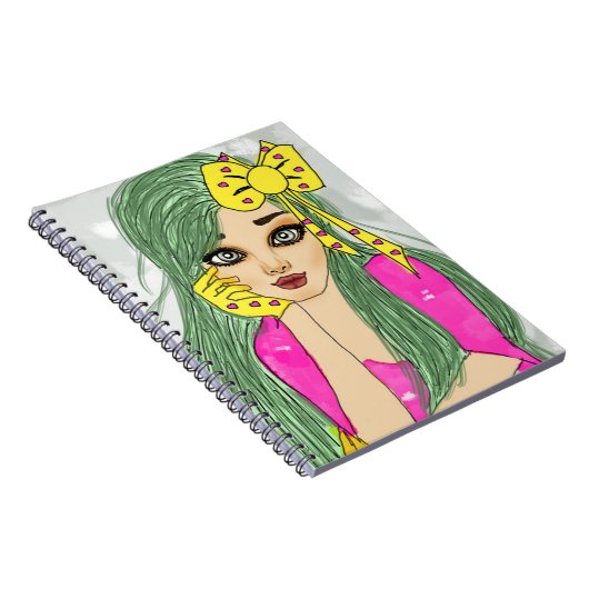 Girl with Yellow Ribbon Notebook (80 Seiten B&W) Notizblock (Rechte Seite)