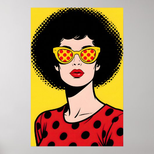 Girl with Yellow Shades Pop Art Poster (Vorne)