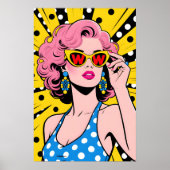 Girl with Yellow Sunglasses Pop Art Poster (Vorne)