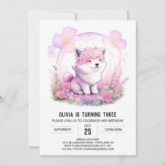 Girl Wolf Adventure - Einladung zum Geburtstag (Vorderseite)