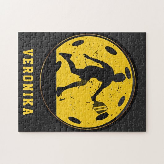 Girl Woman Pickleball Spieler Racketball Name Schw Puzzle (Horizontal)