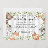 Girl Woodland Animal Baby Shower Einladung (Vorderseite)