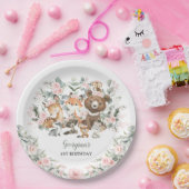Girl Woodland Animals Eukalyptus Rose Geburtstag Pappteller (Party)
