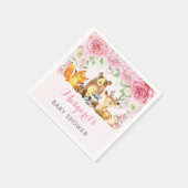 Girl Woodland Animals Pink Floral Baby Dusche Serviette (Ecke)