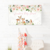 Girl Woodland Baby Dusche Blush Floral Banner (Insitu)