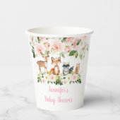Girl Woodland Baby Dusche Blush Floral Pappbecher (Vorderseite)