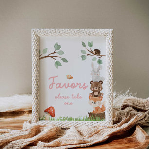 Girl Woodland Baby Shower favorisiert Schilderplak Poster
