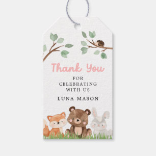 Girl Woodland Babydusche Danke für Tag Geschenkanhänger