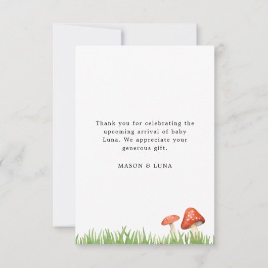 Girl Woodland Babydusche Danke Karte (Rückseite)