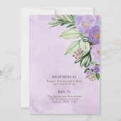 Girl Woodland Babydusche per Mail Lila Einladung (Rückseite)