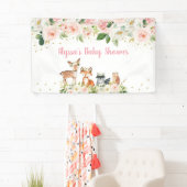 Girl Woodland Blush Floral Baby Dusche Banner (Insitu)