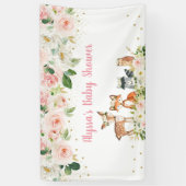 Girl Woodland Blush Floral Baby Dusche Banner (Vertikal)