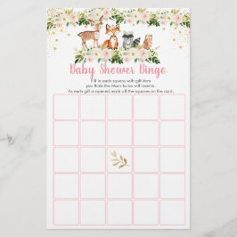 Girl Woodland Blush Floral Baby Shooting Bingo Gam