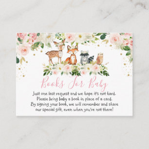 Girl Woodland Blush Floral Book Request Cards Begleitkarte