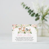 Girl Woodland Blush Floral Book Request Cards Begleitkarte (Stehend Vorderseite)