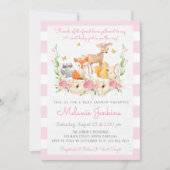 Girl Woodland Deer Baby Shower Einladung (Vorderseite)