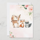 Girl Woodland Floral Baby Dusche Einladung (Rückseite)