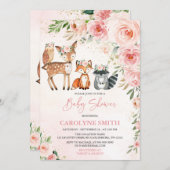 Girl Woodland Floral Baby Dusche Einladung (Vorne/Hinten)