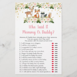 Girl Woodland Floral, die sagte es Baby Dusche Spi