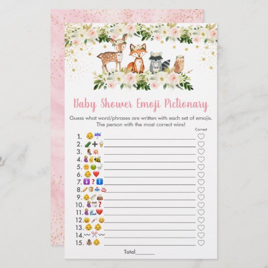 Girl Woodland Floral Emoji Pictionary Showspiel (Vorne/Hinten)