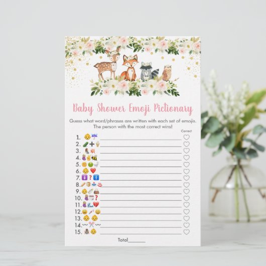 Girl Woodland Floral Emoji Pictionary Showspiel (Stehend Vorderseite)