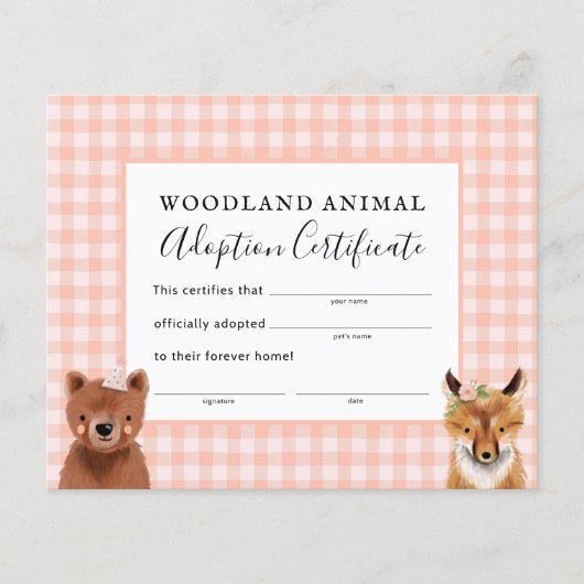 Girl Woodland Geburtsurkunde Adoption (Vorderseite)