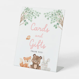 Girl Woodland Kinderduschkarten und Geschenkschild Sockelschild