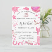 Girl Yee Haw Rodeo 3rd Birthday  Einladung (Stehend Vorderseite)