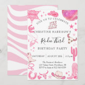 Girl Yee Haw Rodeo 3rd Birthday  Einladung (Vorne/Hinten)