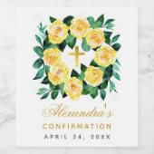 Girl Yellow Roses Wreath Weinetikett (Einzelnes Label)